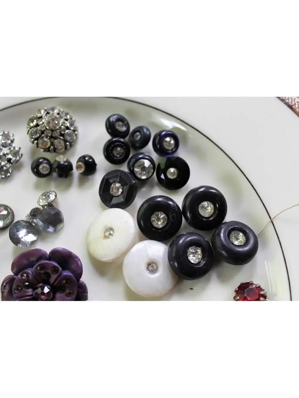Vintage Button Lot #21, 60+ Vintage Buttons with Rhinestones, Assorted Styles